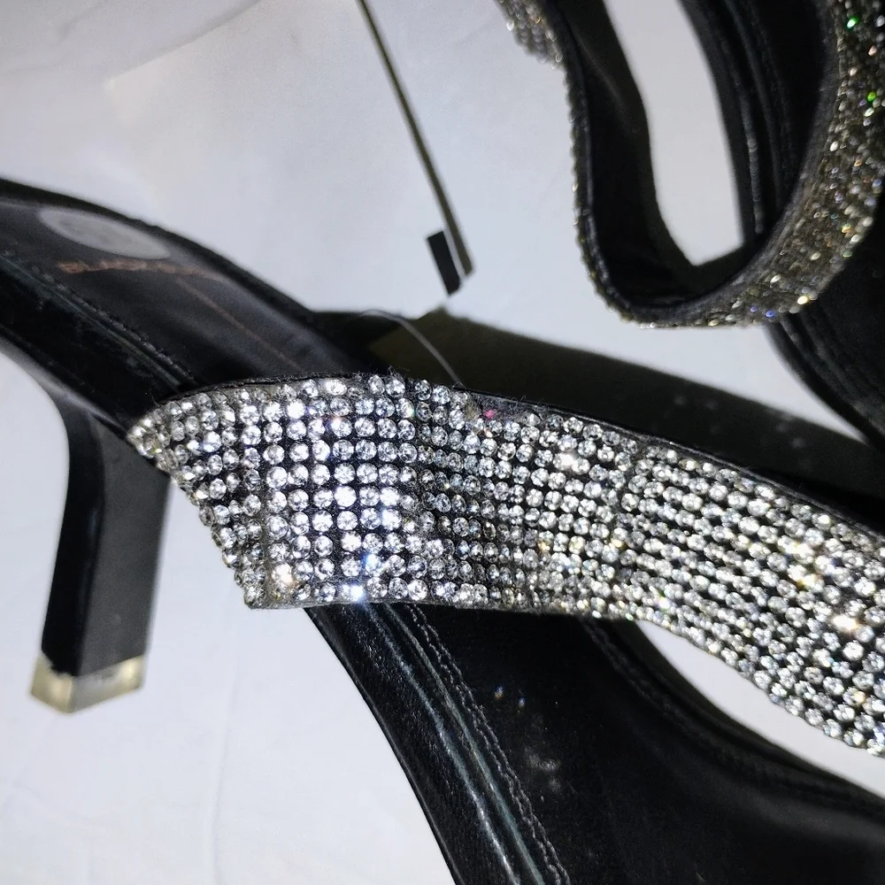 Black Suede Studio Sparkle Heels – Sack 5th  Designer Sandals Luxe Glam Size 6 5